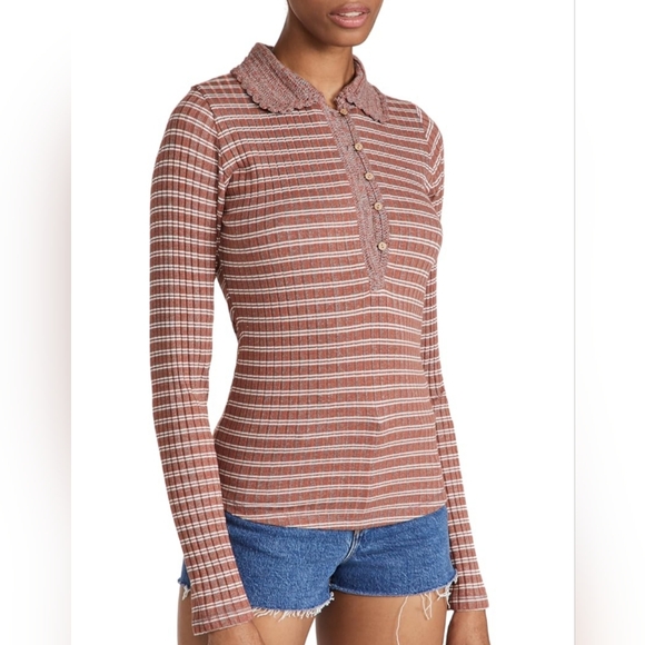 Free People Tops - Brown Plaid Long Sleeve Hoodie